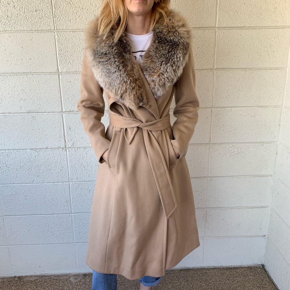 Vintage Jane Bennett Gowns Wool Coat with Fur SZ S